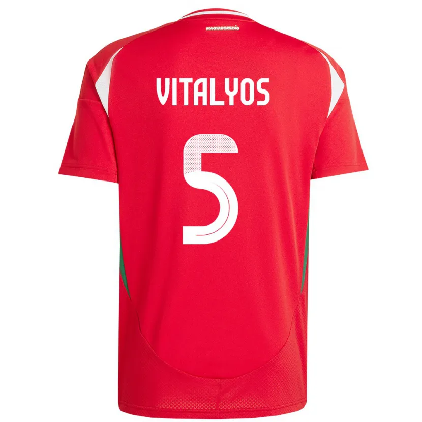 Danxen Dzieci Węgry Viktor Vitályos #5 Czerwony Domowa Koszulka 24-26 Koszulki Klubowe