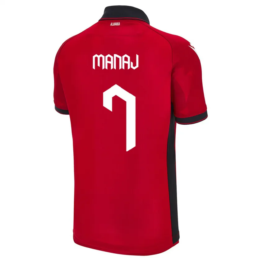 Danxen Dzieci Albania Rey Manaj #7 Czerwony Domowa Koszulka 24-26 Koszulki Klubowe