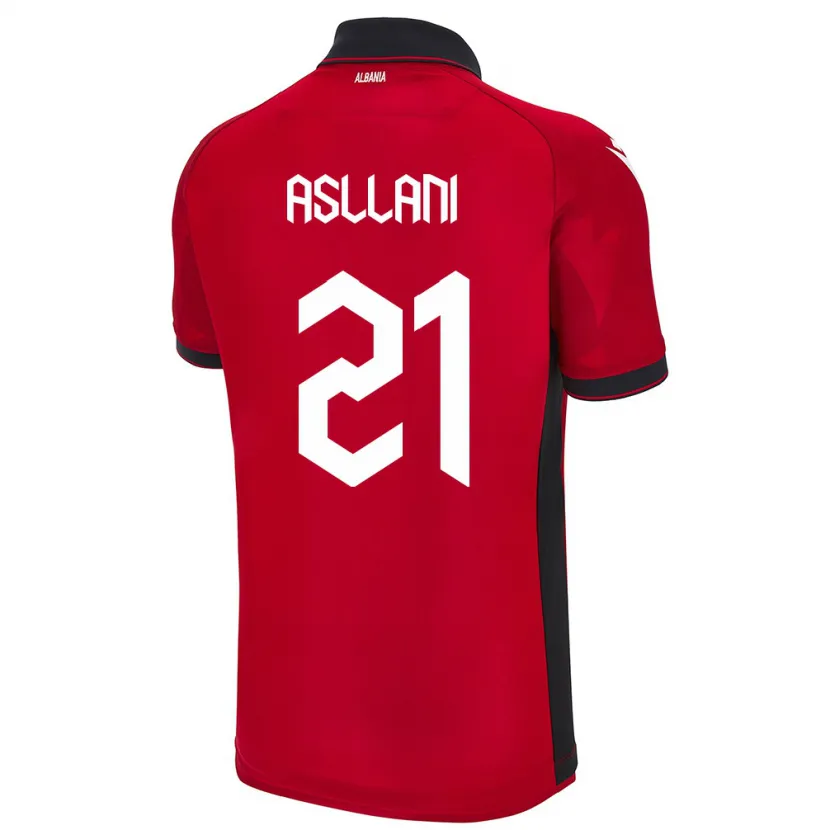 Danxen Dzieci Albania Kristjan Asllani #21 Czerwony Domowa Koszulka 24-26 Koszulki Klubowe