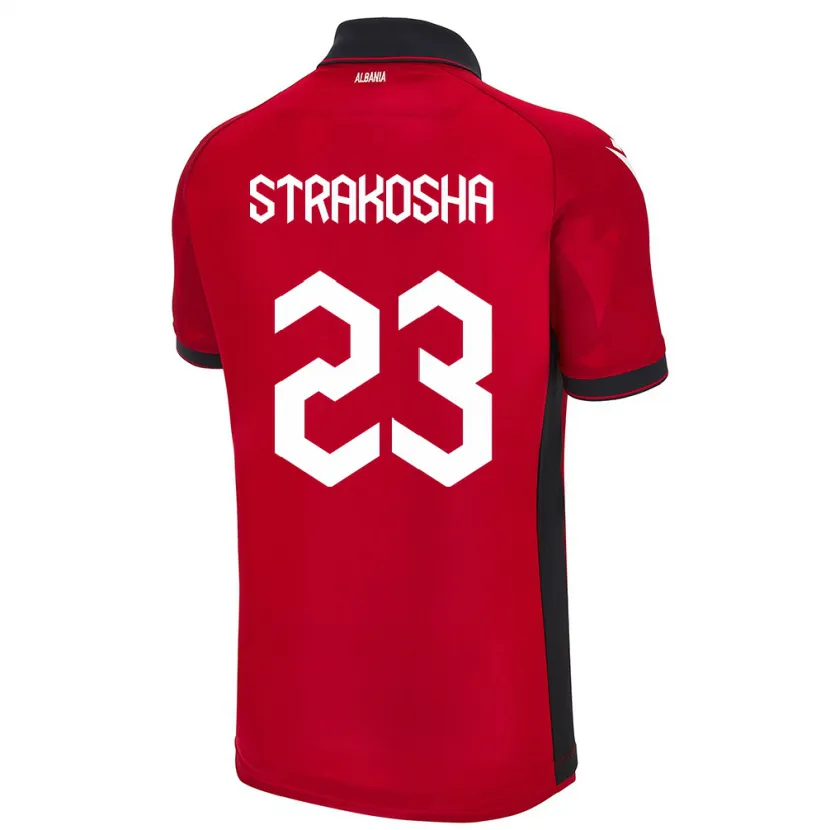Danxen Dzieci Albania Thomas Strakosha #23 Czerwony Domowa Koszulka 24-26 Koszulki Klubowe