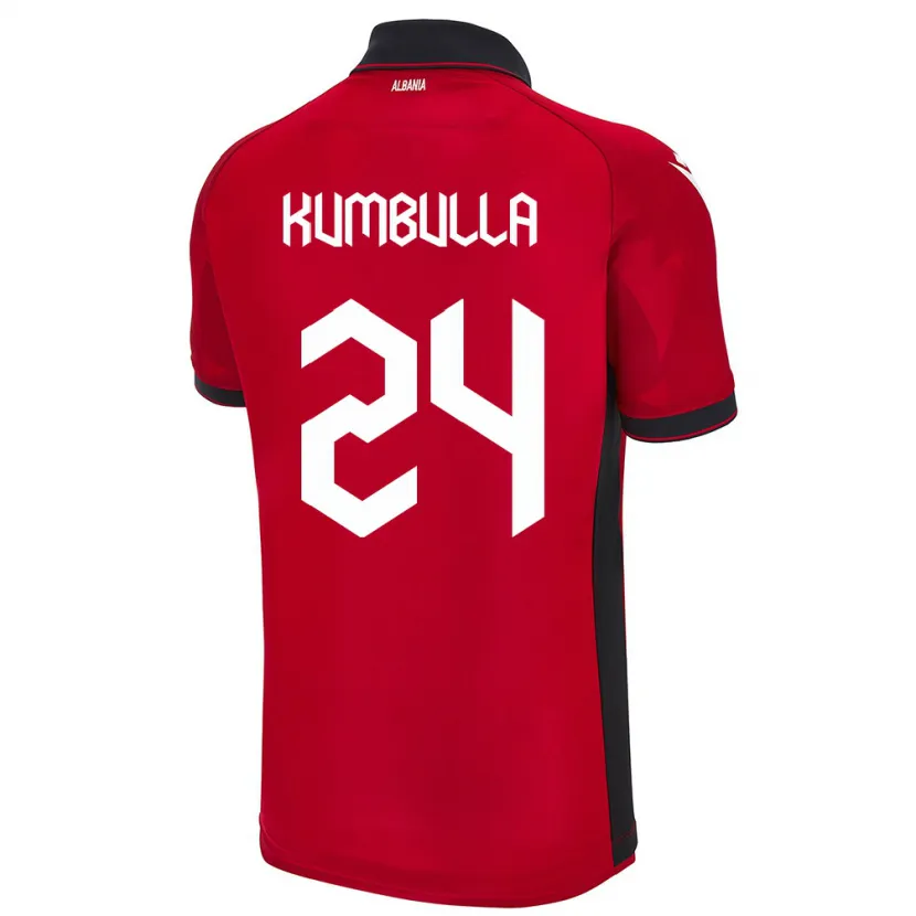 Danxen Dzieci Albania Marash Kumbulla #24 Czerwony Domowa Koszulka 24-26 Koszulki Klubowe