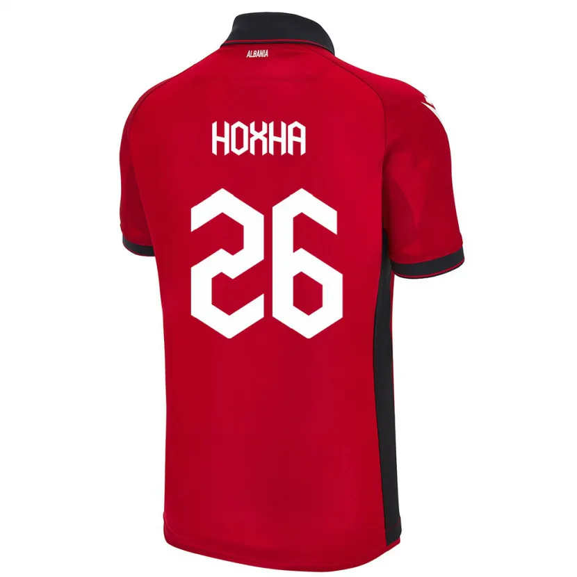 Danxen Dzieci Albania Arbër Hoxha #26 Czerwony Domowa Koszulka 24-26 Koszulki Klubowe