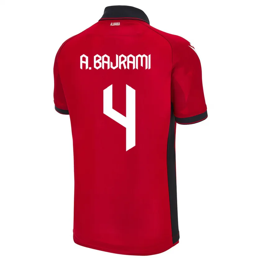Danxen Dzieci Albania Adrian Bajrami #4 Czerwony Domowa Koszulka 24-26 Koszulki Klubowe