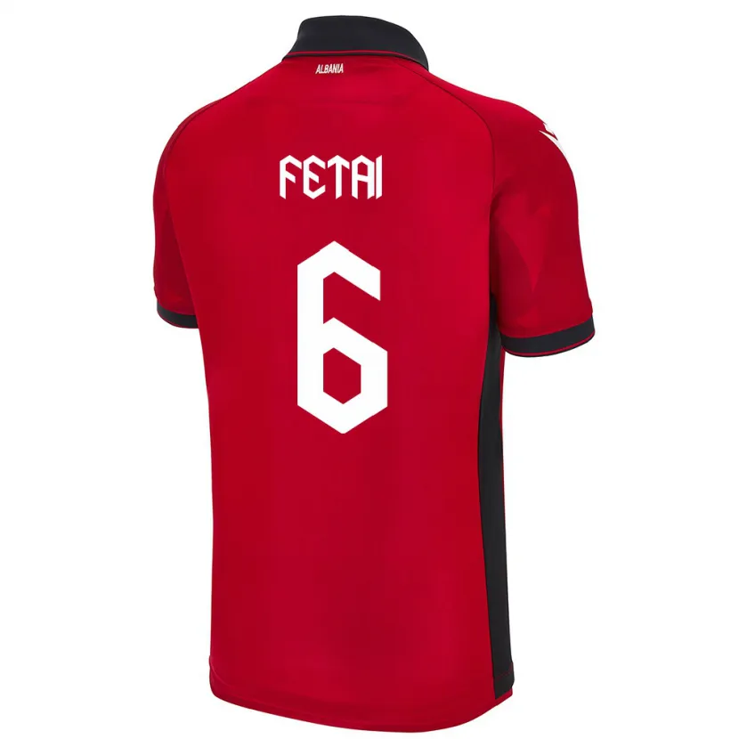 Danxen Dzieci Albania Feta Fetai #6 Czerwony Domowa Koszulka 24-26 Koszulki Klubowe