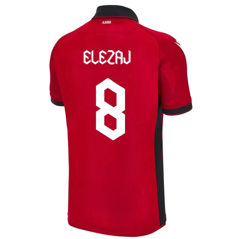 Danxen Dzieci Albania Endrina Elezaj #8 Czerwony Domowa Koszulka 24-26 Koszulki Klubowe