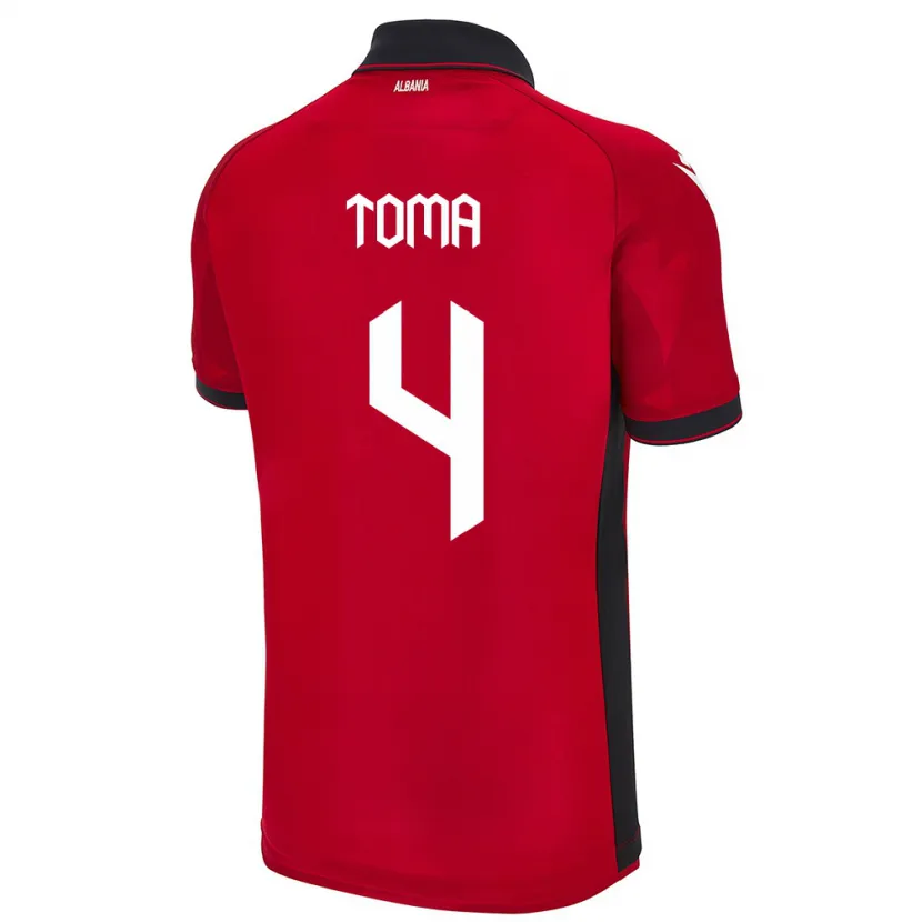 Danxen Dzieci Albania Stella Toma #4 Czerwony Domowa Koszulka 24-26 Koszulki Klubowe