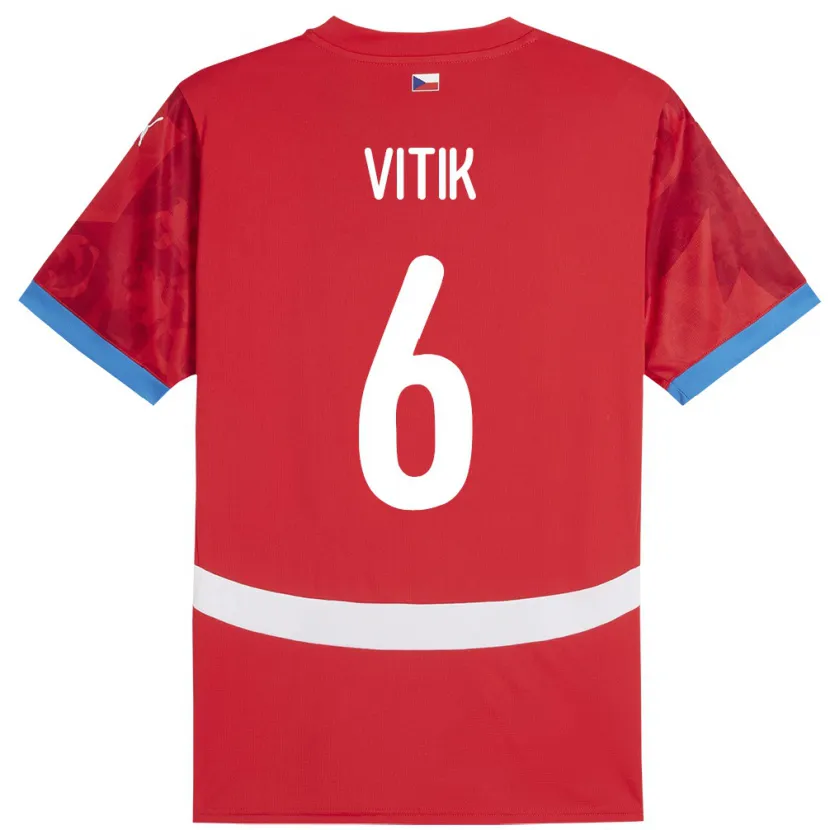Danxen Dzieci Czechy Martin Vitík #6 Czerwony Domowa Koszulka 24-26 Koszulki Klubowe