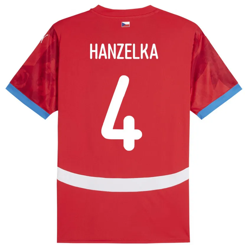 Danxen Dzieci Czechy Denis Hanzelka #4 Czerwony Domowa Koszulka 24-26 Koszulki Klubowe