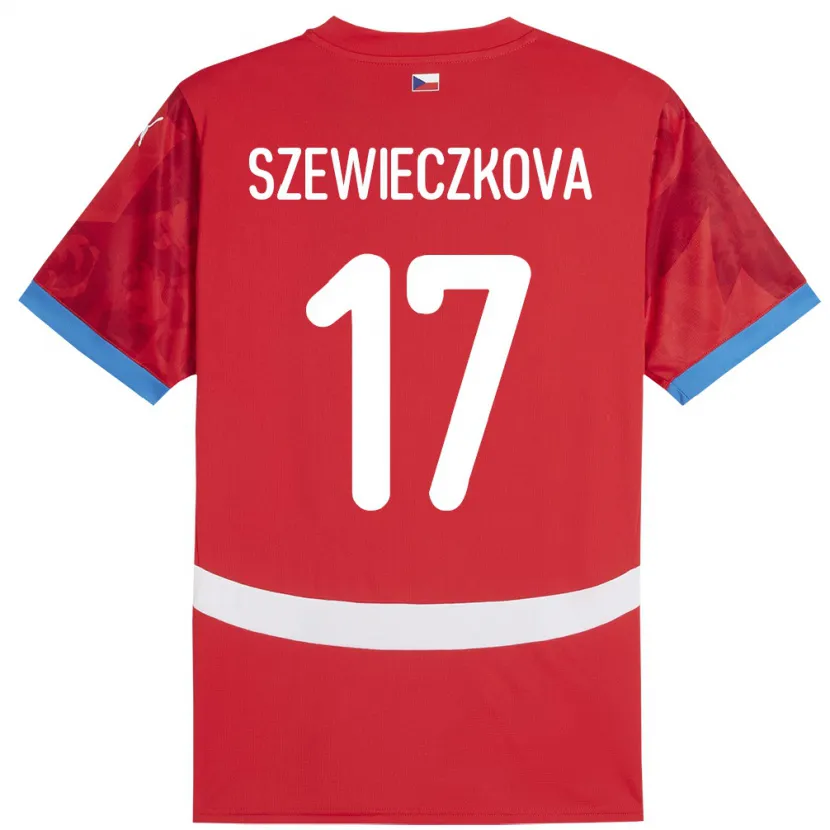 Danxen Dzieci Czechy Tereza Szewieczková #17 Czerwony Domowa Koszulka 24-26 Koszulki Klubowe