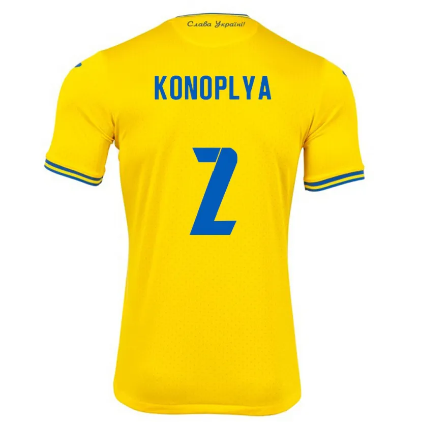 Danxen Dzieci Ukraina Yukhym Konoplya #2 Żółty Domowa Koszulka 24-26 Koszulki Klubowe