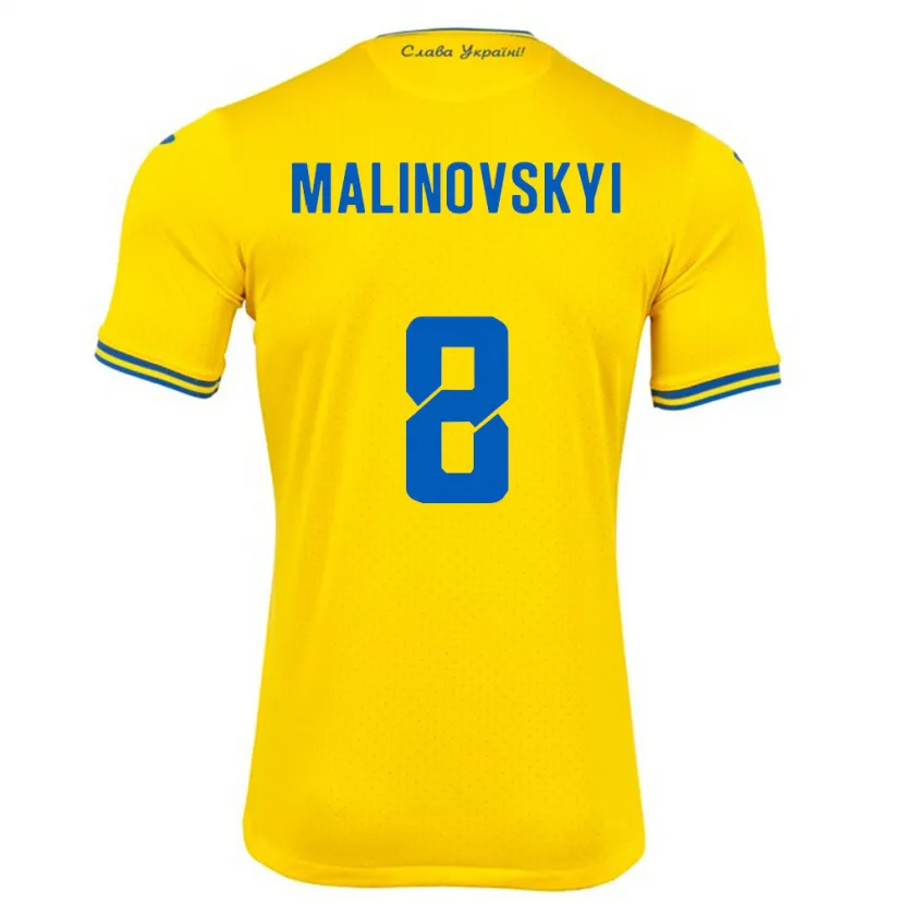 Danxen Dzieci Ukraina Ruslan Malinovskyi #8 Żółty Domowa Koszulka 24-26 Koszulki Klubowe
