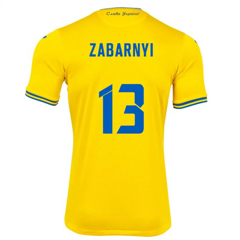 Danxen Dzieci Ukraina Ilya Zabarnyi #13 Żółty Domowa Koszulka 24-26 Koszulki Klubowe