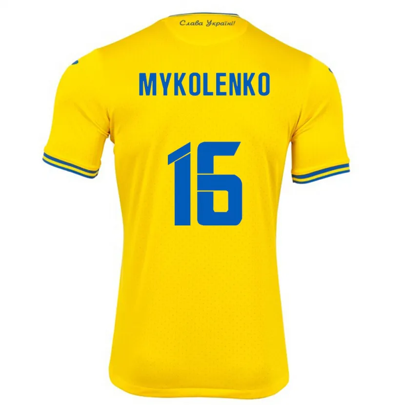 Danxen Dzieci Ukraina Vitaliy Mykolenko #16 Żółty Domowa Koszulka 24-26 Koszulki Klubowe