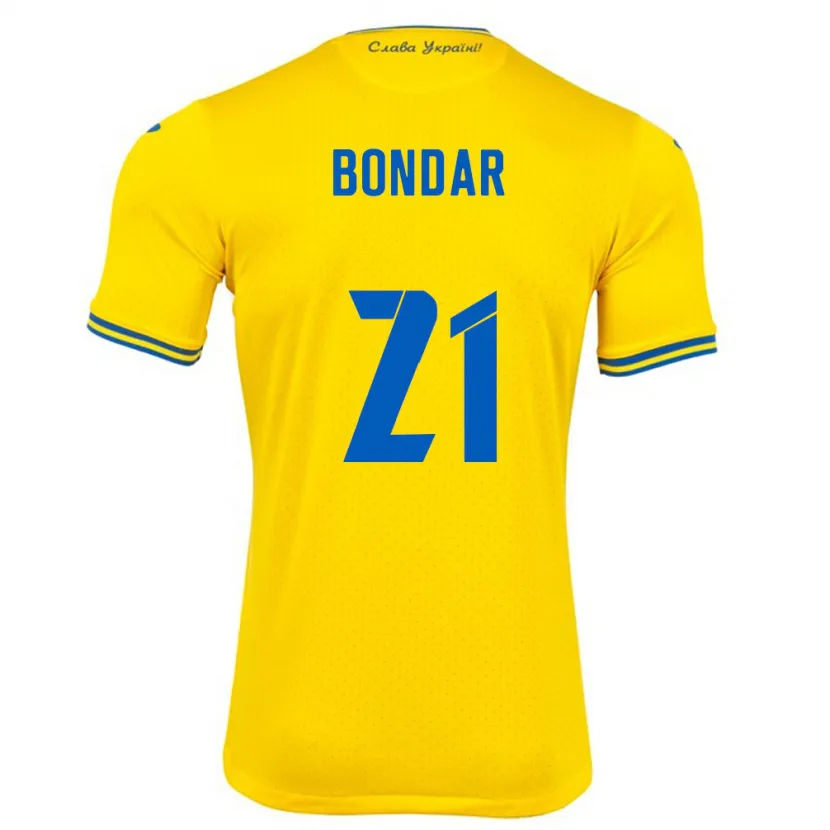 Danxen Dzieci Ukraina Valeriy Bondar #21 Żółty Domowa Koszulka 24-26 Koszulki Klubowe