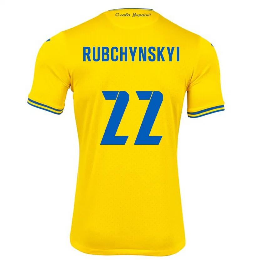 Danxen Dzieci Ukraina Valentyn Rubchynskyi #22 Żółty Domowa Koszulka 24-26 Koszulki Klubowe