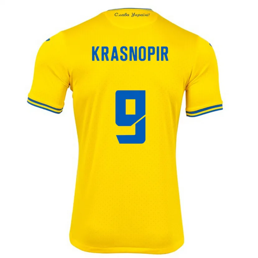 Danxen Dzieci Ukraina Igor Krasnopir #9 Żółty Domowa Koszulka 24-26 Koszulki Klubowe