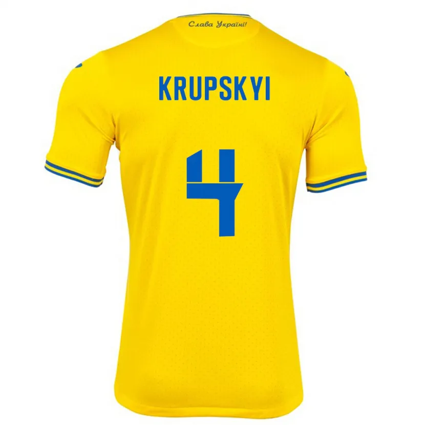 Danxen Dzieci Ukraina Ilya Krupskyi #4 Żółty Domowa Koszulka 24-26 Koszulki Klubowe