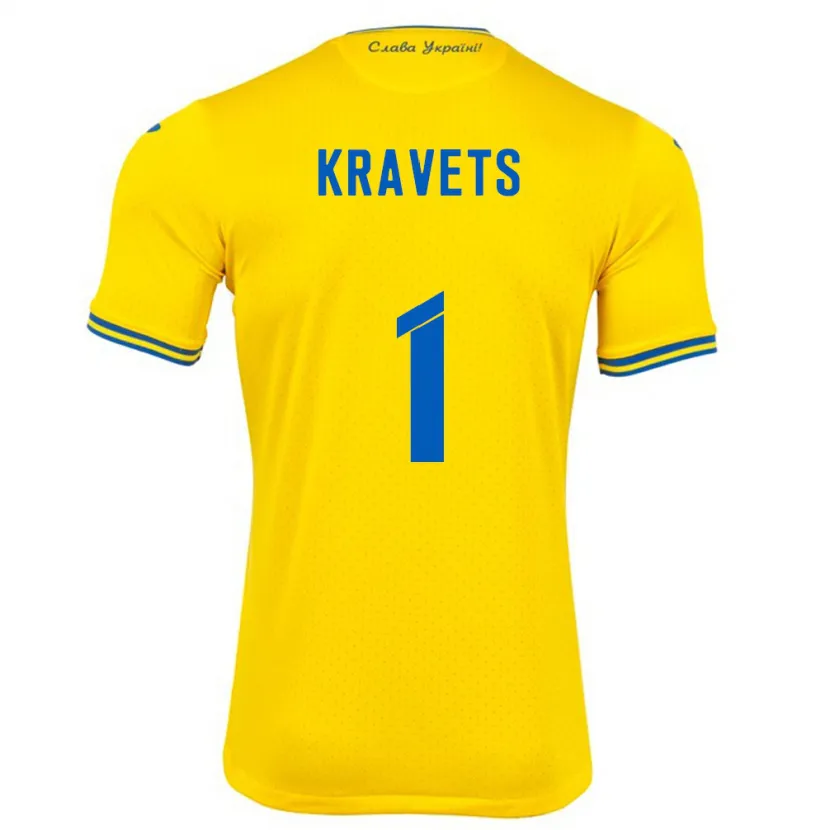 Danxen Dzieci Ukraina Vladyslav Kravets #1 Żółty Domowa Koszulka 24-26 Koszulki Klubowe