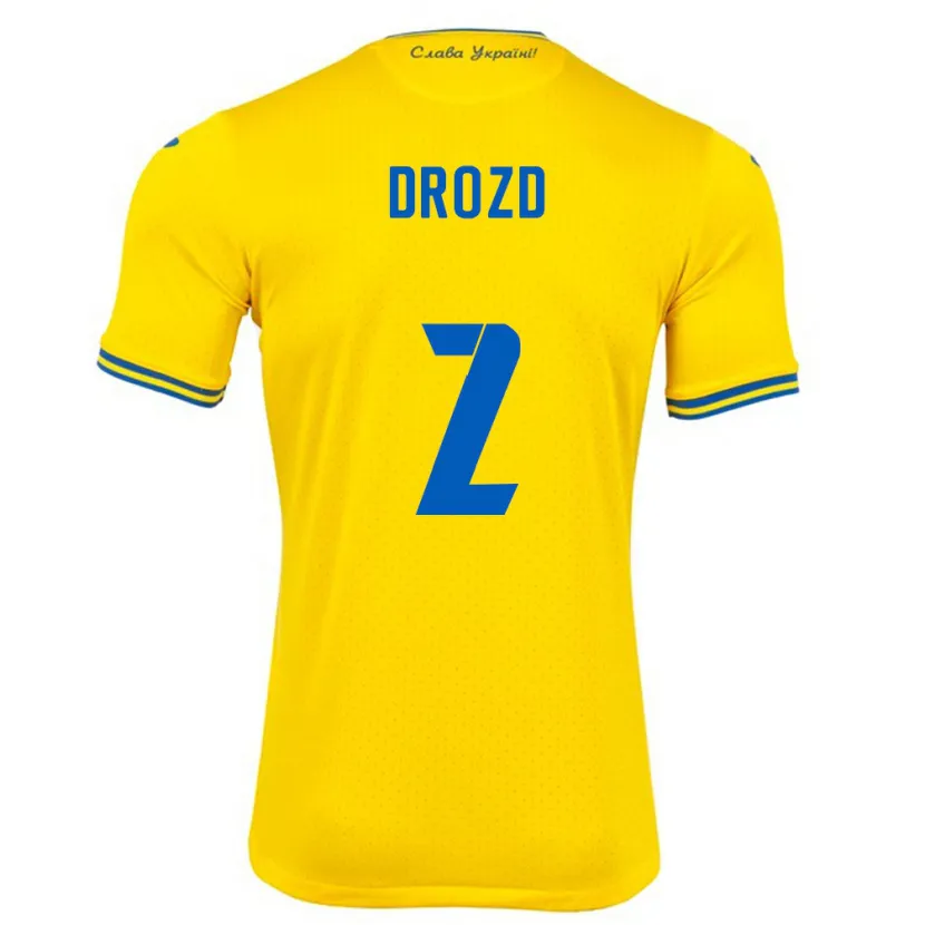 Danxen Dzieci Ukraina Anton Drozd #2 Żółty Domowa Koszulka 24-26 Koszulki Klubowe
