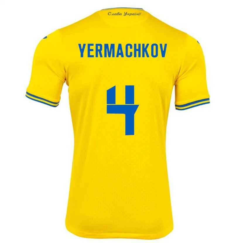 Danxen Dzieci Ukraina Ivan Yermachkov #4 Żółty Domowa Koszulka 24-26 Koszulki Klubowe