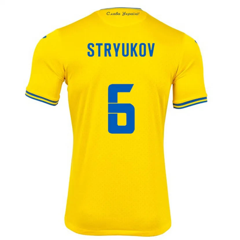 Danxen Dzieci Ukraina Maksym Stryukov #6 Żółty Domowa Koszulka 24-26 Koszulki Klubowe