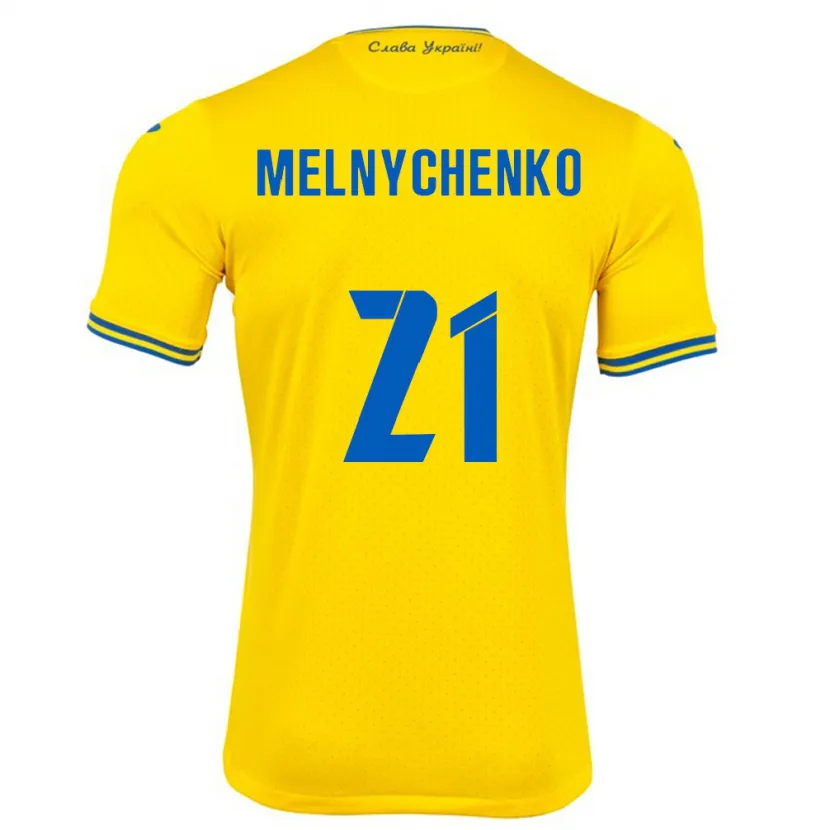 Danxen Dzieci Ukraina Maksym Melnychenko #21 Żółty Domowa Koszulka 24-26 Koszulki Klubowe