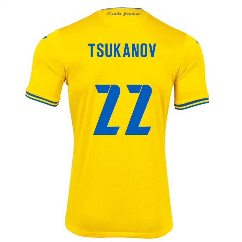 Danxen Dzieci Ukraina Viktor Tsukanov #22 Żółty Domowa Koszulka 24-26 Koszulki Klubowe