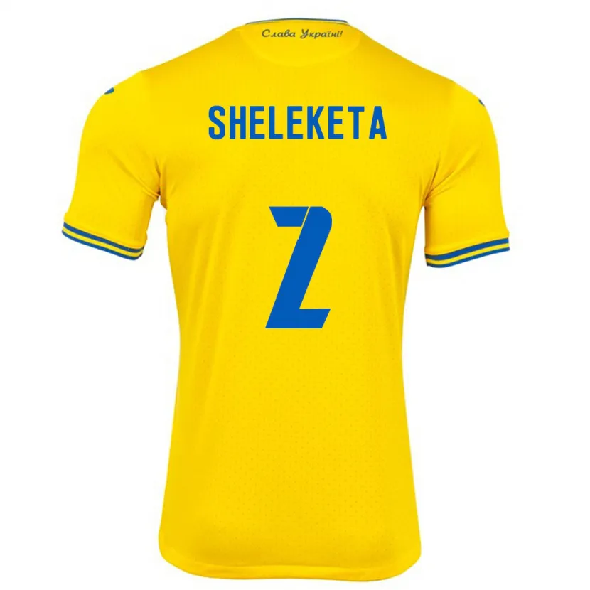 Danxen Dzieci Ukraina Mykyta Sheleketa #2 Żółty Domowa Koszulka 24-26 Koszulki Klubowe