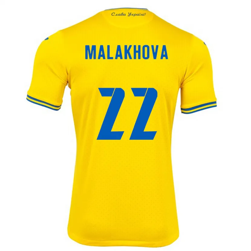 Danxen Dzieci Ukraina Yana Malakhova #22 Żółty Domowa Koszulka 24-26 Koszulki Klubowe