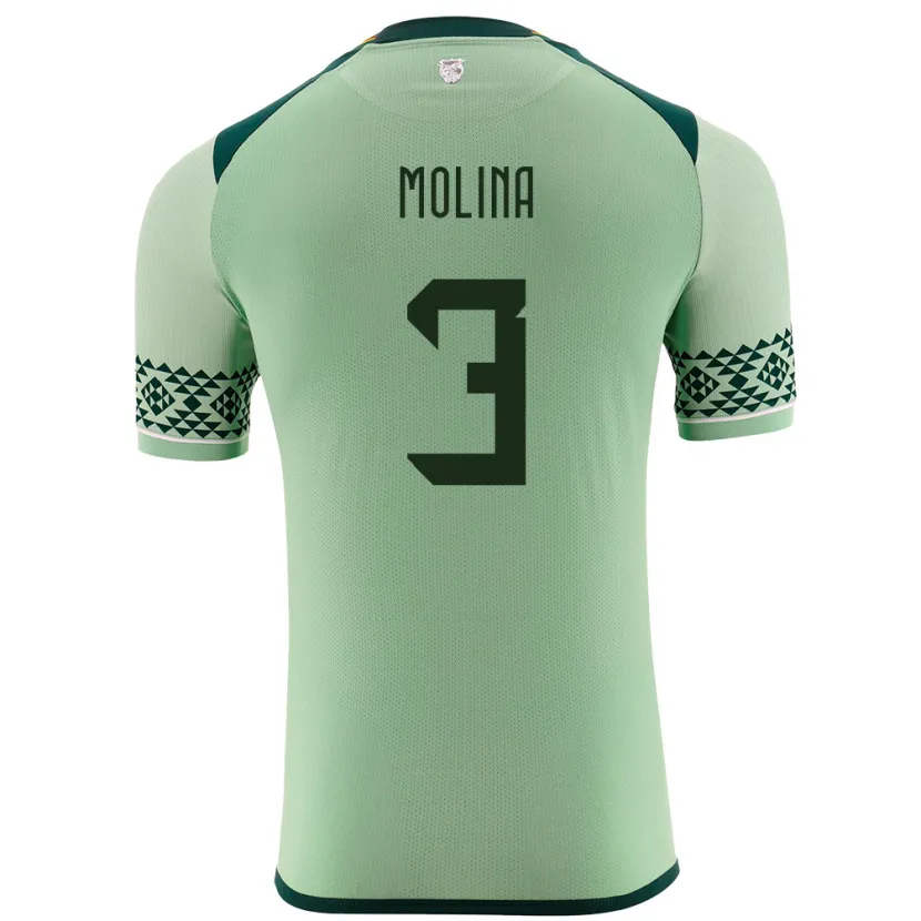 Danxen Dzieci Boliwia Iván Molina #3 Jasnozielony Domowa Koszulka 24-26 Koszulki Klubowe