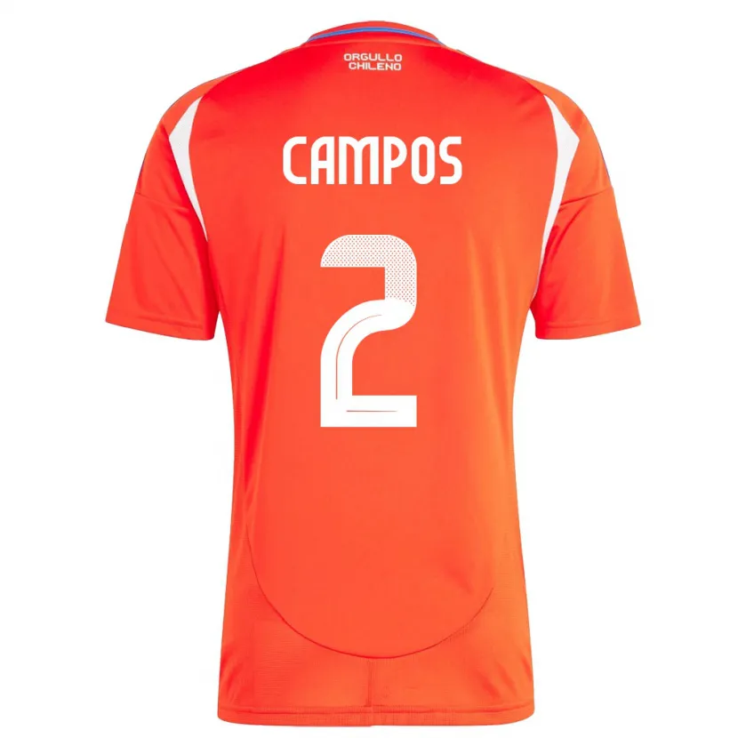 Danxen Dzieci Chile Víctor Campos #2 Czerwony Domowa Koszulka 24-26 Koszulki Klubowe