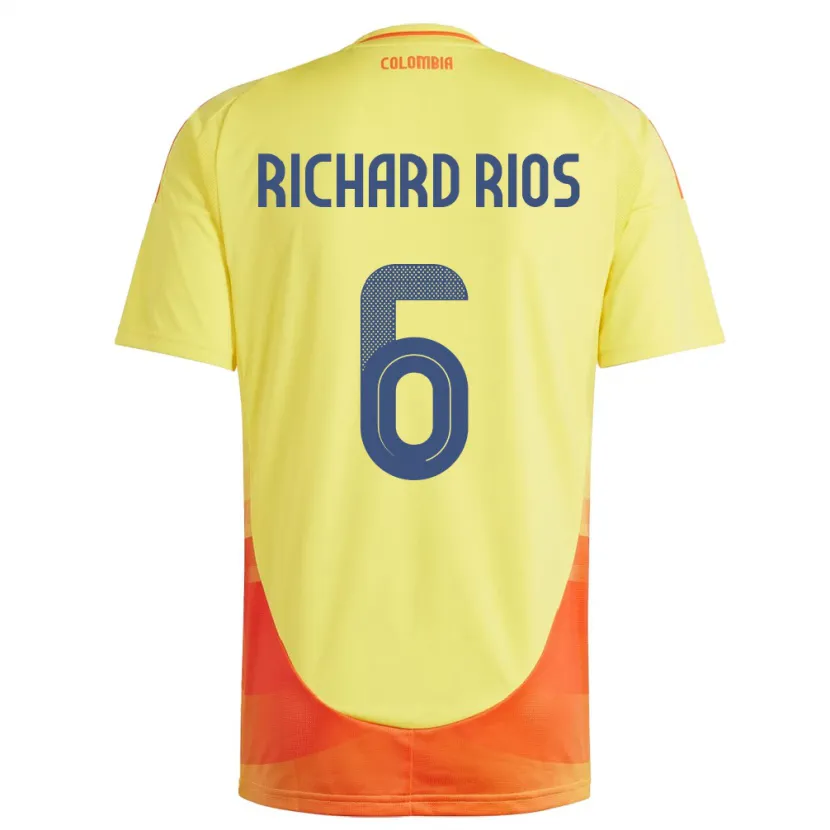 Danxen Dzieci Kolumbia Richard Ríos #6 Żółty Domowa Koszulka 24-26 Koszulki Klubowe