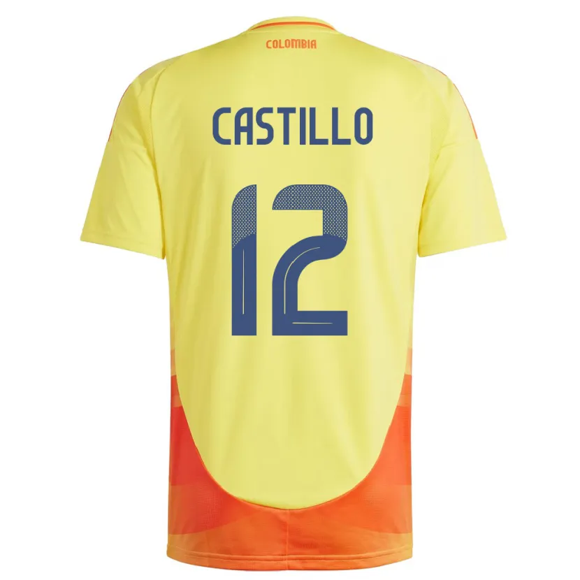 Danxen Dzieci Kolumbia Juan Castillo #12 Żółty Domowa Koszulka 24-26 Koszulki Klubowe