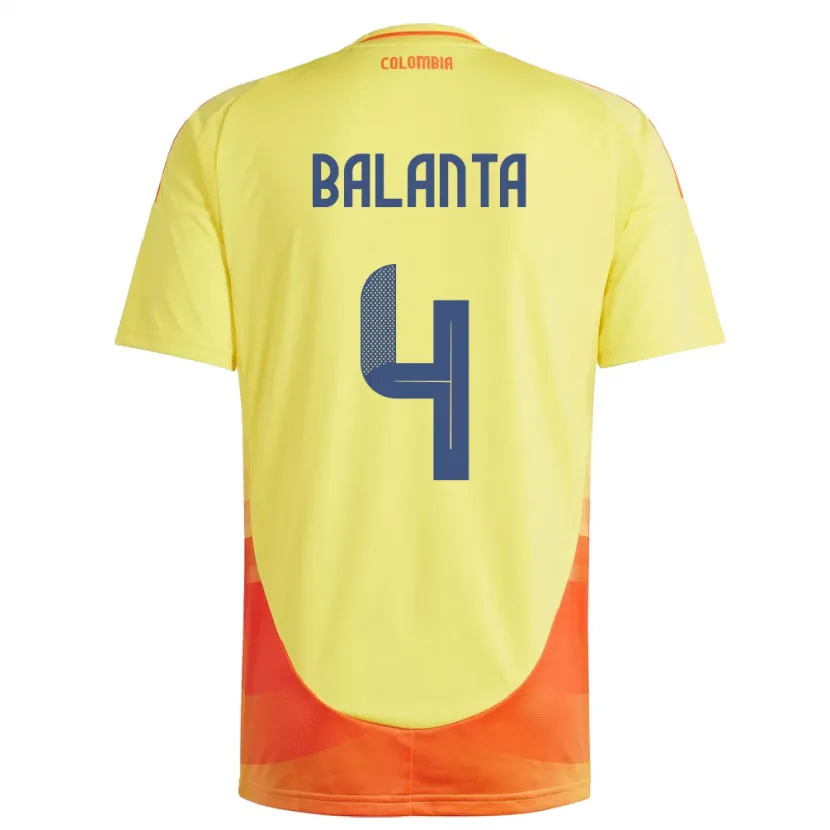 Danxen Dzieci Kolumbia Marlon Balanta #4 Żółty Domowa Koszulka 24-26 Koszulki Klubowe