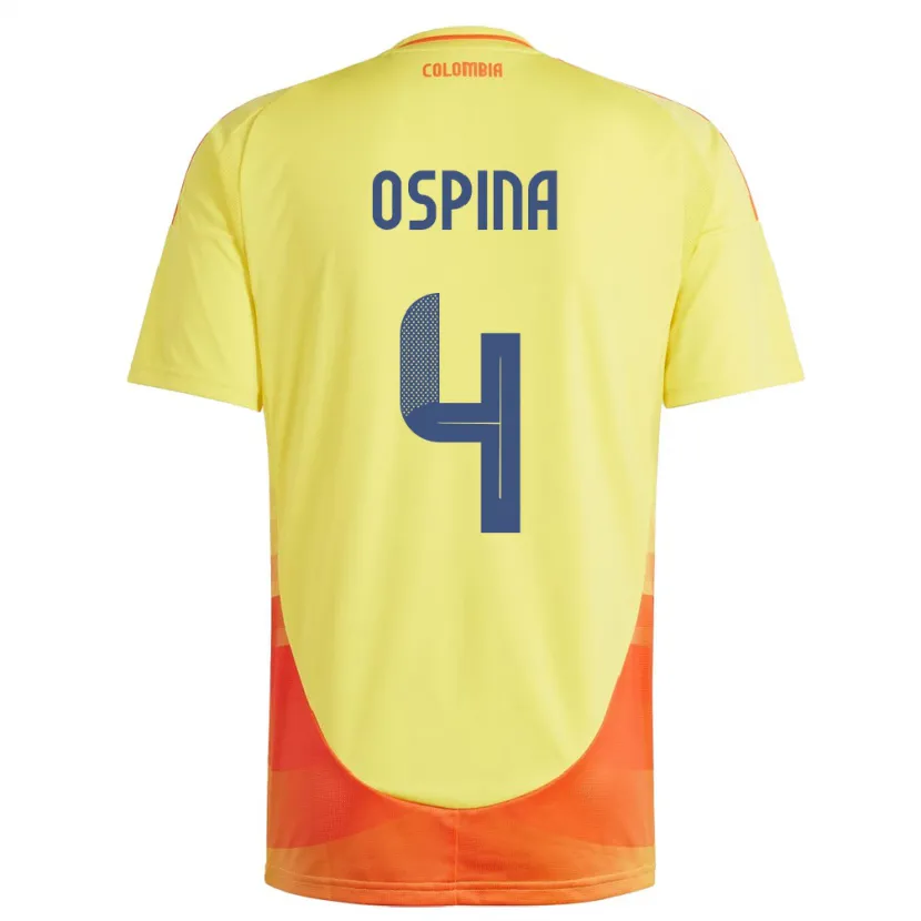 Danxen Dzieci Kolumbia Diana Ospina #4 Żółty Domowa Koszulka 24-26 Koszulki Klubowe