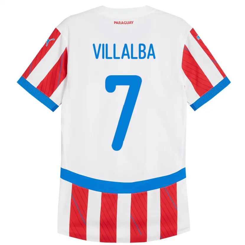 Danxen Dzieci Paragwaj Rodrigo Villalba #7 Biało - Czerwony Domowa Koszulka 24-26 Koszulki Klubowe