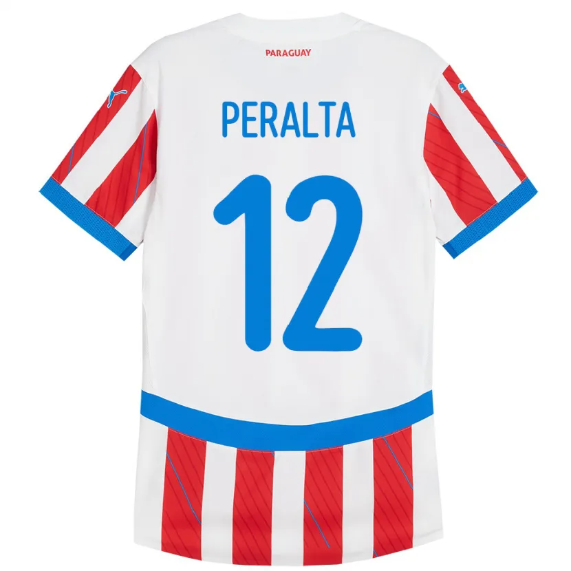 Danxen Dzieci Paragwaj Jesús Peralta #12 Biało - Czerwony Domowa Koszulka 24-26 Koszulki Klubowe