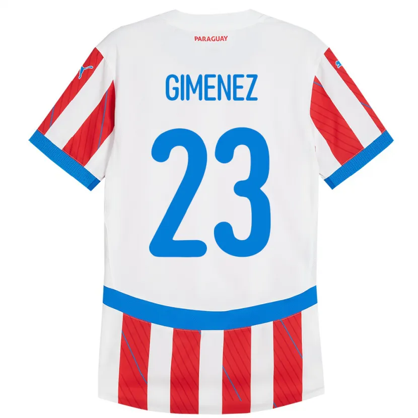 Danxen Dzieci Paragwaj Miguel Giménez #23 Biało - Czerwony Domowa Koszulka 24-26 Koszulki Klubowe