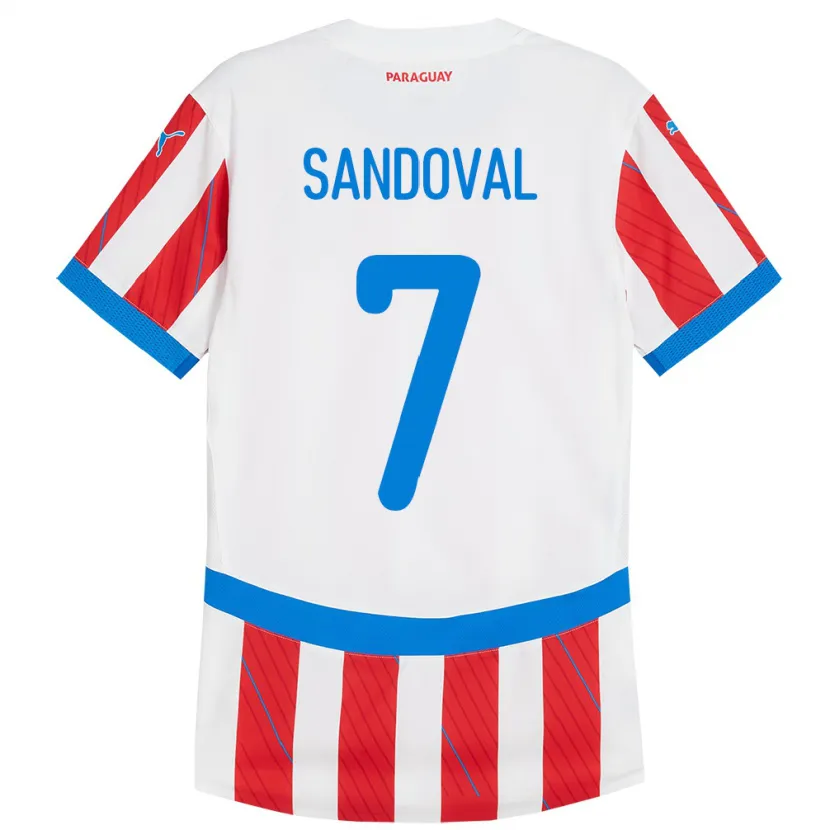Danxen Dzieci Paragwaj Fabiola Sandoval #7 Biało - Czerwony Domowa Koszulka 24-26 Koszulki Klubowe