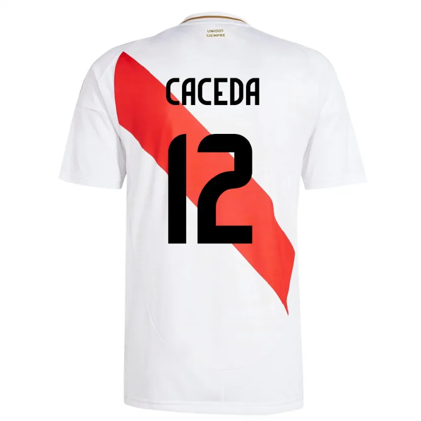 Danxen Dzieci Peru Carlos Cáceda #12 Biały Domowa Koszulka 24-26 Koszulki Klubowe