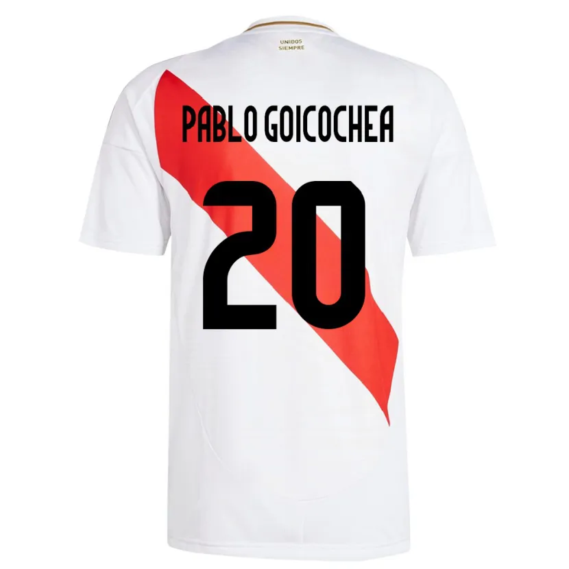 Danxen Dzieci Peru Juan Pablo Goicochea #20 Biały Domowa Koszulka 24-26 Koszulki Klubowe