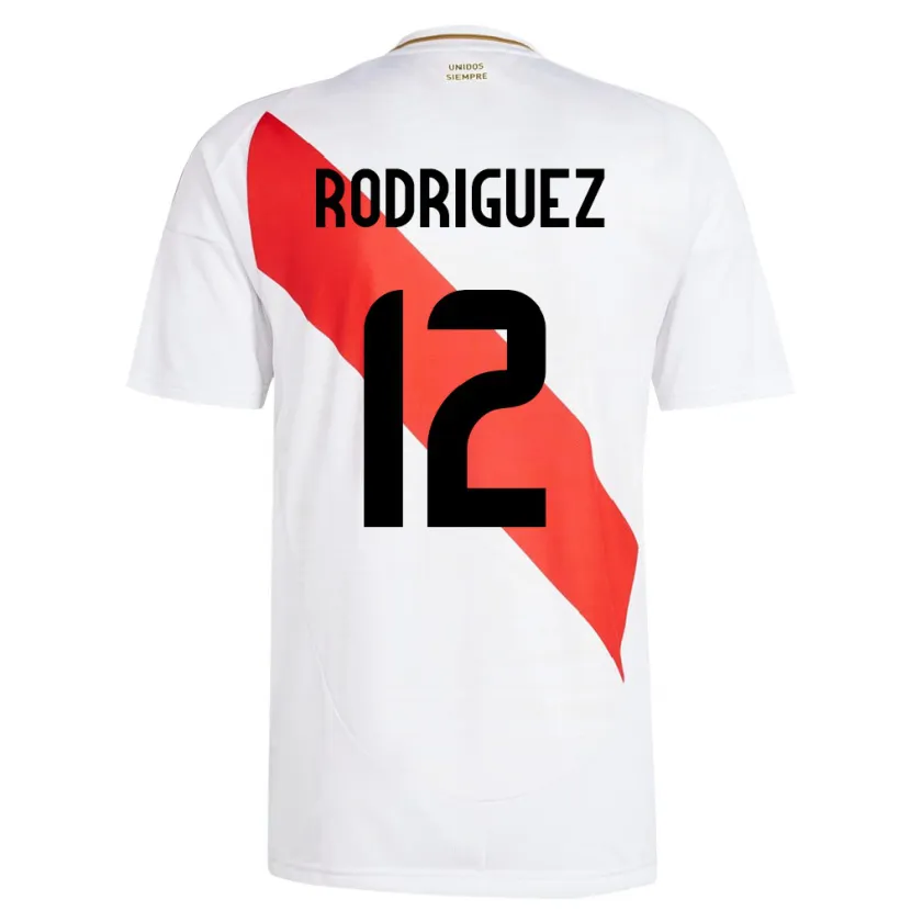Danxen Dzieci Peru Jhefferson Rodríguez #12 Biały Domowa Koszulka 24-26 Koszulki Klubowe