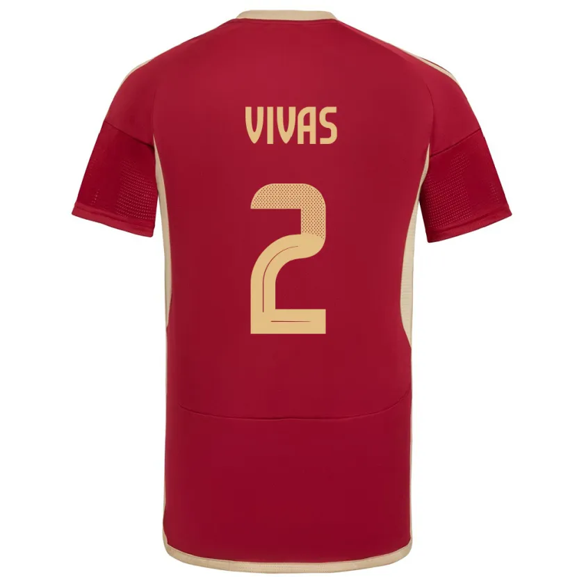 Danxen Dzieci Wenezuela Carlos Vivas #2 Burgundia Domowa Koszulka 24-26 Koszulki Klubowe