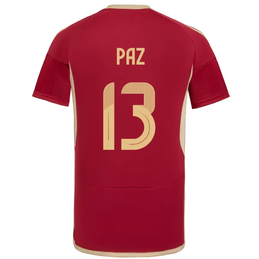 Danxen Dzieci Wenezuela Jesús Paz #13 Burgundia Domowa Koszulka 24-26 Koszulki Klubowe