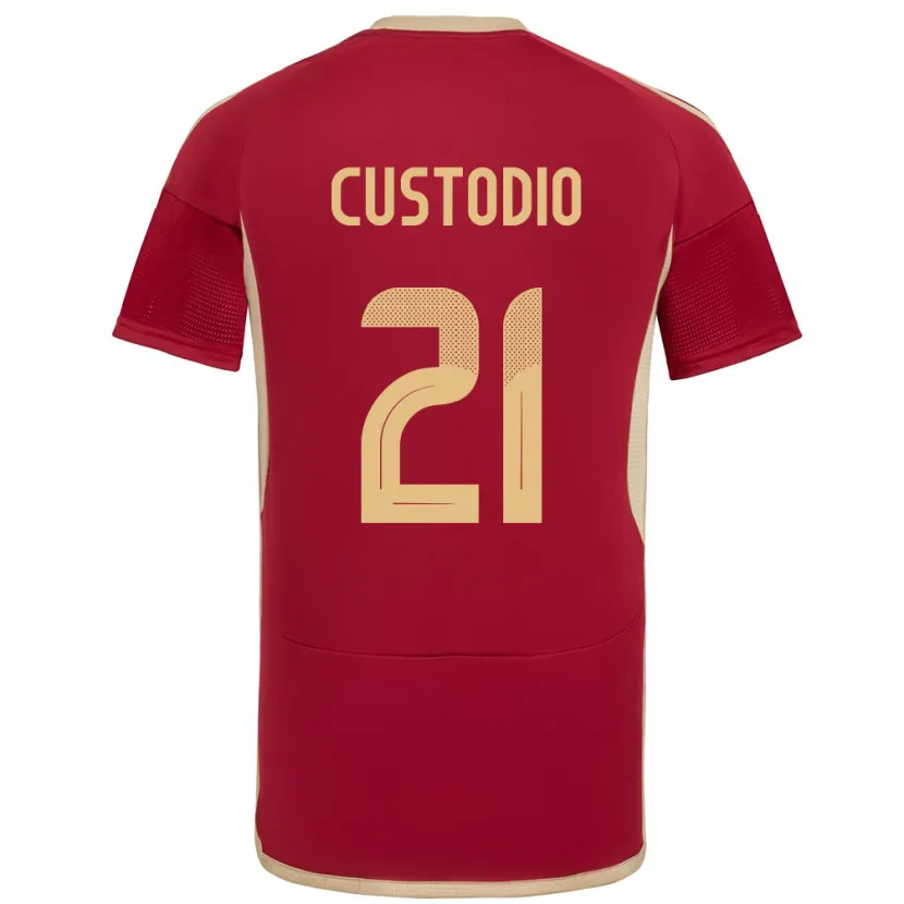 Danxen Dzieci Wenezuela Alex Custodio #21 Burgundia Domowa Koszulka 24-26 Koszulki Klubowe