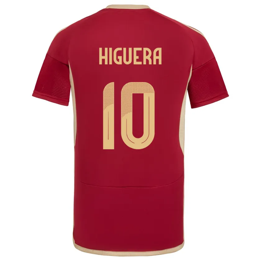 Danxen Dzieci Wenezuela Enyerliannys Higuera #10 Burgundia Domowa Koszulka 24-26 Koszulki Klubowe