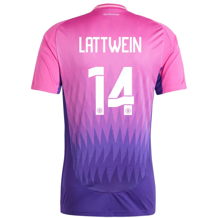 Danxen Dzieci Niemcy Lena Lattwein #14 Różowy Fiolet Wyjazdowa Koszulka 24-26 Koszulki Klubowe