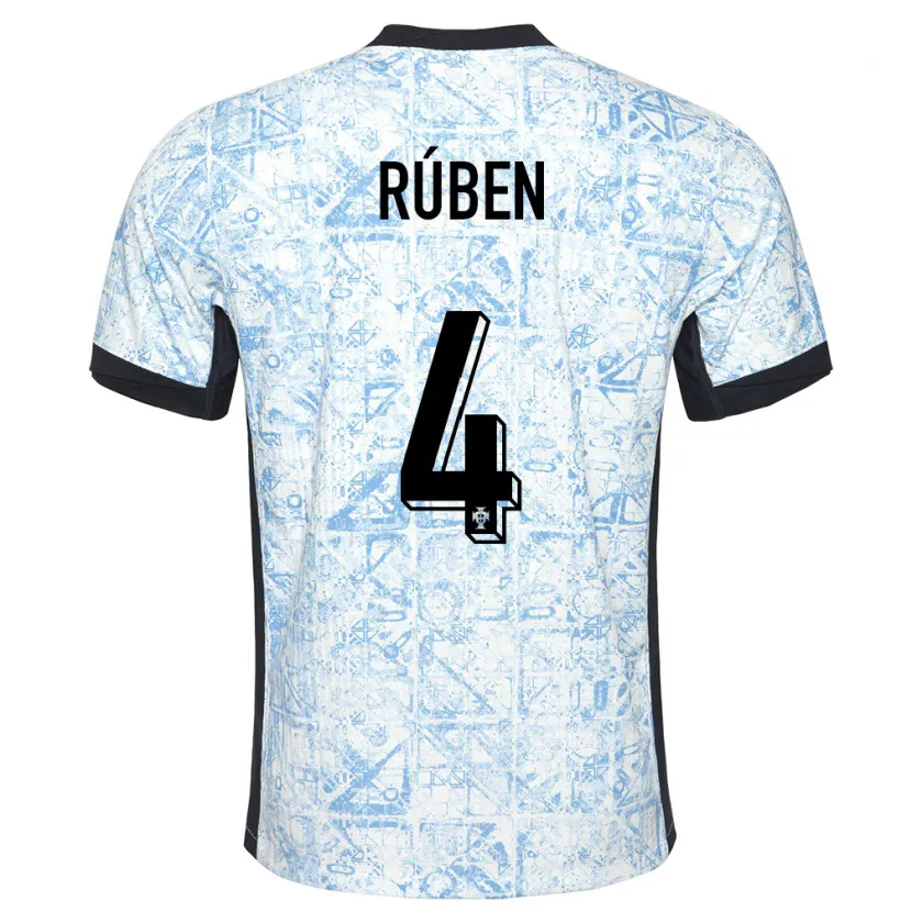 Danxen Dzieci Portugalia Ruben Dias #4 Kremowy Niebieski Wyjazdowa Koszulka 24-26 Koszulki Klubowe