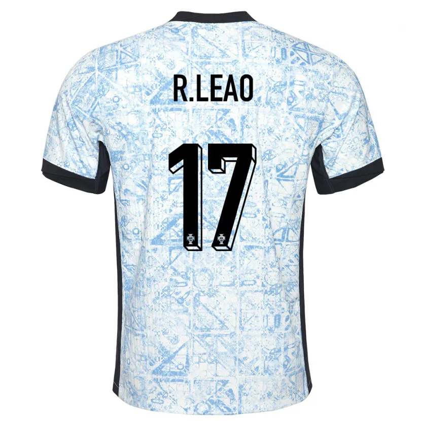 Danxen Dzieci Portugalia Rafael Leao #17 Kremowy Niebieski Wyjazdowa Koszulka 24-26 Koszulki Klubowe