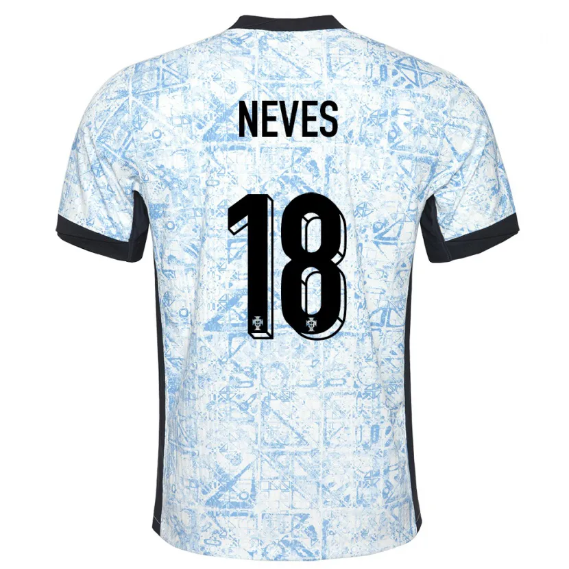 Danxen Dzieci Portugalia Ruben Neves #18 Kremowy Niebieski Wyjazdowa Koszulka 24-26 Koszulki Klubowe